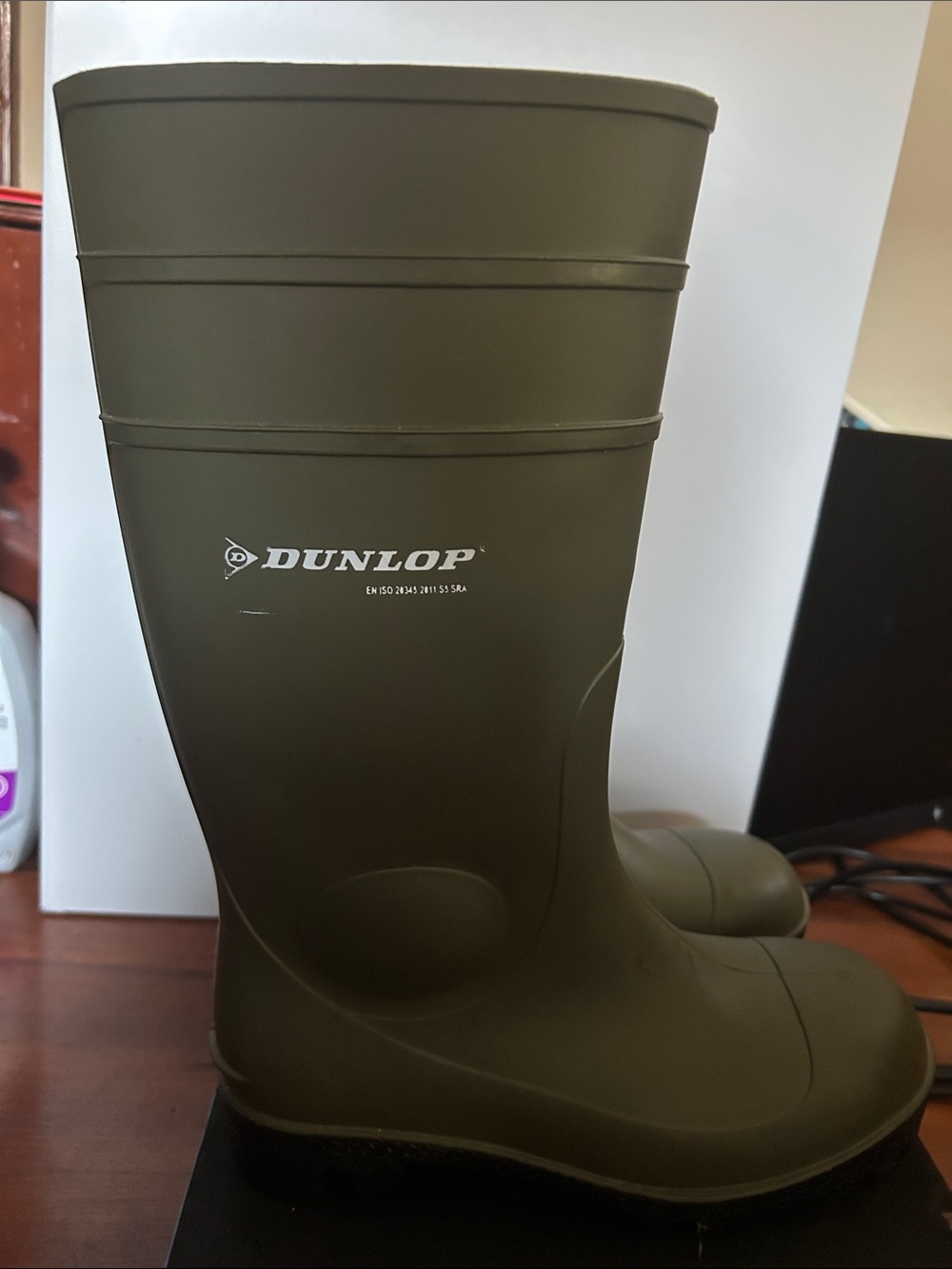 Dunlop Olive Green Rubber Rain Boots